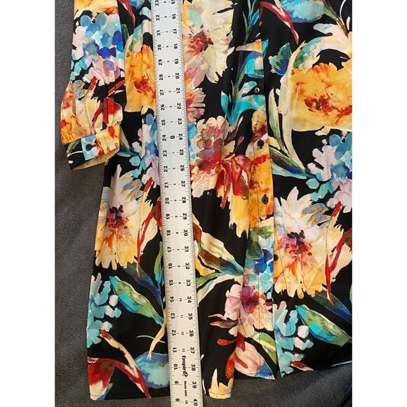 Vero Moda Curve  size 16 Floral Silk Blend Button-Up Dress W/ Billowy Sleeves - Picture 7 of 10